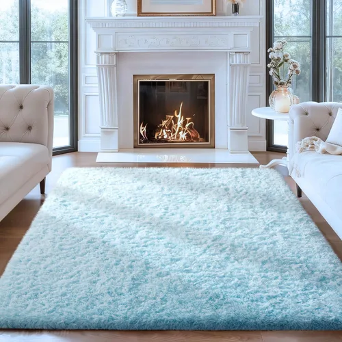 Miniatura 104 de Ophanie Alfombra Verde de Césped, Alfombras de Área para Dormitorio, Alfombra Shag Esponjosa de 4x6 pies, Suave Peluda Afelpada Linda para Niños 7