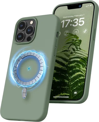 Miniatura 10 de RIZUS - Funda de silicona magnética para iPhone 13 Pro Max [compatible con MagSafe], funda delgada con forro de microfibra antiarañazos, a prueba