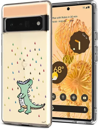Miniatura 12 de Unov Funda para Pixel 6 Pro transparente con diseño de TPU suave, absorción de golpes, diseño delgado en relieve, cubierta trasera protectora
