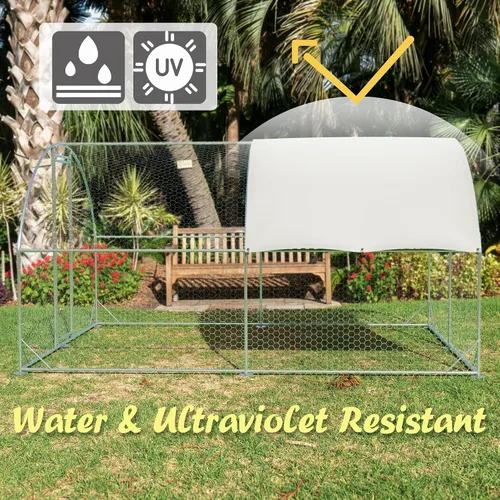 Miniatura 5 de Gallinero de metal grande, refugio para gallineros al aire libre con cubierta resistente al agua y anti-UV, techo de cúpula para aves de corral