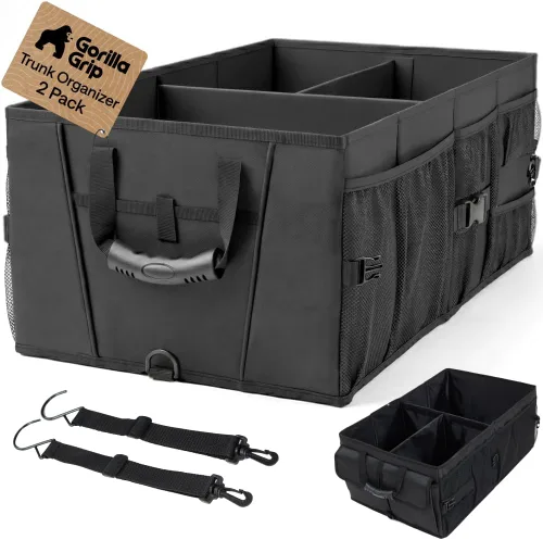 Miniatura 15 de GORILLA GRIP Organizador de maletero para SUV y automóviles, organizador de almacenamiento plegable de gran capacidad, accesorios de coche Azul