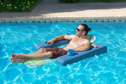 Miniatura 6 de Poolmaster Tumbona flotante retro caribeña para adultos, a cuadros