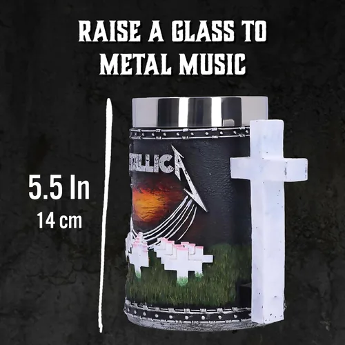 Miniatura 6 de Nemesis Now Metallica Master of Puppets Jarra, Resina Pintada a Mano, Arte de Álbum de Metal Oficialmente Licenciado, Inserción de Acero Inoxidable