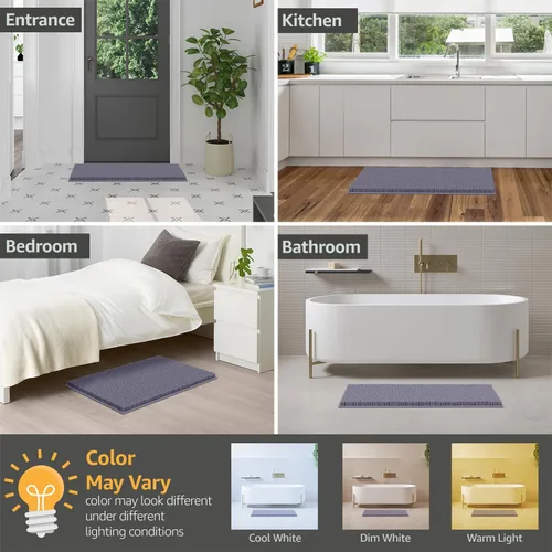 Miniatura 6 de LuxUrux Tapete de microfibra afelpada, de felpilla extrasuave, pelo largo de 1 pulgada, muy absorbente, para baño o ducha, lavar y secar a máquina