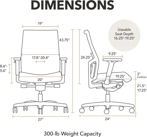 Miniatura 2 de HON Ignition 2.0 Silla de oficina ergonómica grande y alta de malla con reposacabezas, capacidad de 450 libras, silla de escritorio extra ancha