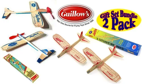 Guillows Balsa Wood Gliders Jetfire Twin Pack y Sky Streak Paquete de regalo - (4 aviones en total) por Guillow