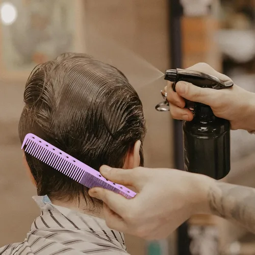 Miniatura 4 de Juego de 3 peines de peluquería de fibra de carbono para hombres y mujeres, peine de corte fino (rosa, azul, morado)