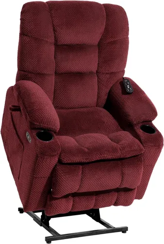 Miniatura 12 de EONIX Silla reclinable ancha para ancianos, silla elevadora de gran tamaño resistente de 400 libras con calor y masaje, reclinable elevador