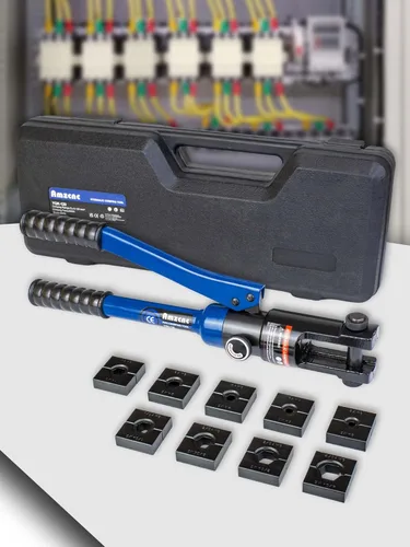 Miniatura 13 de AMZCNC Herramienta de Prensado Hidráulico y Cortador de Cable Herramienta de Prensado de Terminal de Cable Hidráulico 10 TON USA 12 AWG a 00 (2/0)