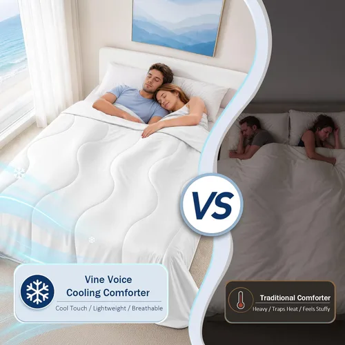 Miniatura 3 de Edredón frío para personas calurosas, sudores nocturnos, relleno, manta fría reversible, ligero y transpirable, verano, 68 x 90 pulgadas, blanco