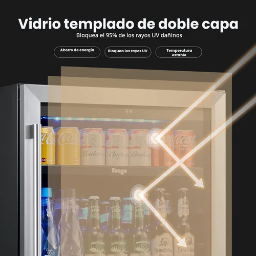 Miniatura 6 de Yeego Refrigerador de bebidas de 24 pulgadas – Refrigerador de bebidas integrado para 180 latas debajo del mostrador con puerta de vidrio