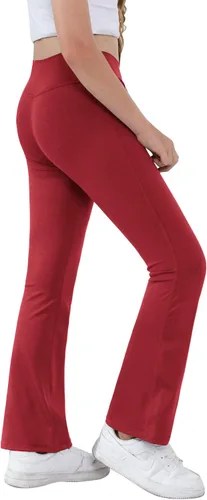 Miniatura 6 de Pantalones de yoga para niñas, cintura cruzada, pierna ancha, pantalones acampanados de entrenamiento de cintura alta