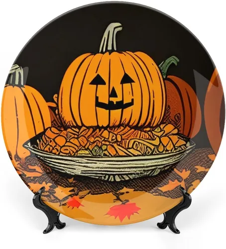 Miniatura 9 de Platos decorativos de calabazas grandes de Acción de Gracias, platos de cerámica para decoración del hogar, platos de cena de temporada de otoño