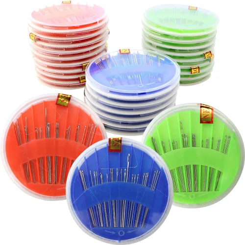 Paquete de 25 agujas de coser a mano de alta calidad, aguja de coser para trabajo a mano, juego de agujas de coser y cajas de hilo, accesorios para