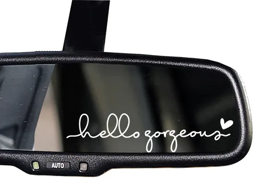2 calcomanías de vinilo con el texto “Hello Gorgeous” para espejo retrovisor, amor propio, cuidado personal, para la ventana del auto y laptop,