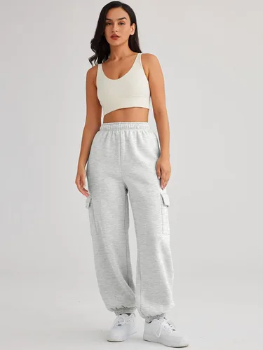 Miniatura 5 de AUTOMET Pantalones deportivos tipo cargo para mujer, de gran tamaño, de forro polar, trajes de moda de otoño, ropa Y2K 2023 con bolsillos