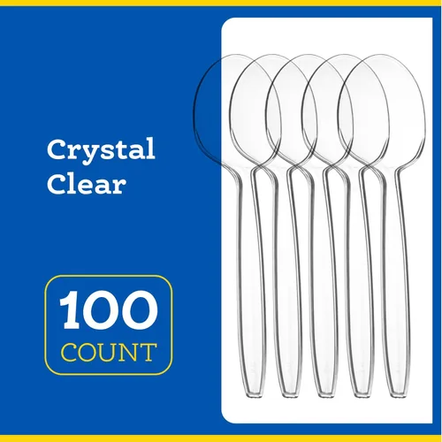 Miniatura 6 de Plasticpro Cubiertos desechables de plástico transparente, utensilios desechables pesados, 100 unidades (cucharas de sopa)