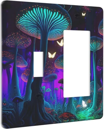 Miniatura 54 de Placa Cubierta de Interruptor de Luz de Palanca Individual con Diseño de Flor Botánica en Tablero de Madera Rústico Estilo Granja - Placa de Pared
