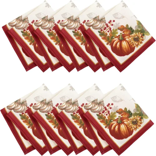 Miniatura 11 de Elrene Home Fashions Mantel cuadrado de poliéster con bordes de hojas oscilantes, para otoño, temporada y vacaciones, 52 x 52 pulgadas, multicolor