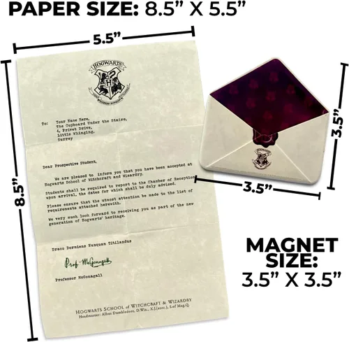 Miniatura 6 de Harry Potter – Carta de aceptación personalizada de Hogwarts – Imán de sobre de resina funcional de 3.5" x 3.5" con carta de 5" x 8" del Profesor