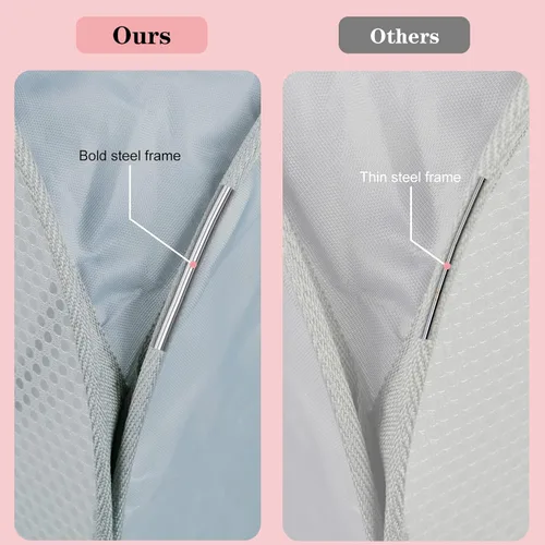 Miniatura 7 de 2 cestas de malla para la ropa sucia, canastas plegables para la ropa sucia, 75 L, cesta de almacenamiento horizontal con bolsillo lateral y asa