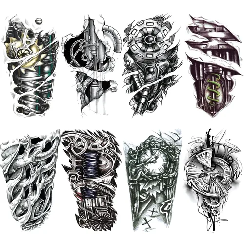 Miniatura 13 de Tatuaje temporal romano de guerrero genial para hombres, gran negro realista 3D griego Dios gladiador tatuaje falso adulto adolescente niño