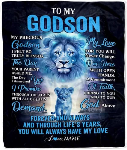 Miniatura 36 de Manta personalizada con texto en inglés «To My Godson», de Godmother Godmother Wolf Moon, My Love for You is Forever Godson Birthday Christmas