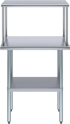 Miniatura 4 de Mesa de trabajo de acero inoxidable con estante ancho de un solo nivel Combo de mesa de preparación de cocina de metal y estantes