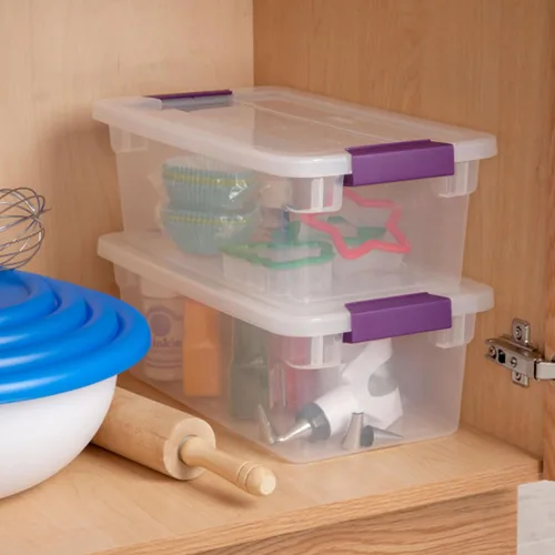 Miniatura 5 de Sterilite ClearView - Paquete de 12 cajas de pestillo de 6 cuartos de galón, contenedores organizadores apilables con tapas de pestillo