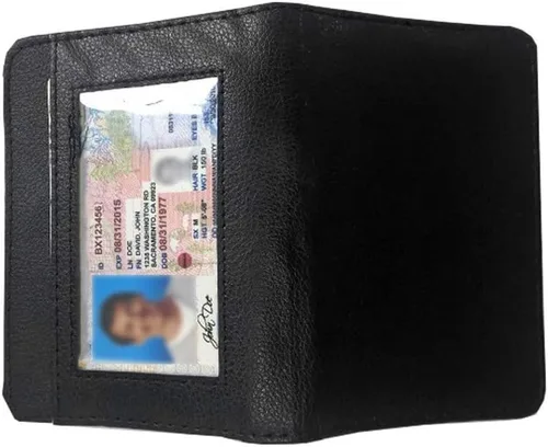 Miniatura 3 de Cartera de piel con bloqueo RFID para hombres y mujeres con cremallera, gran capacidad de almacenamiento, Marrón, Negro