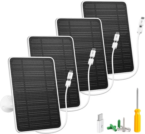 Miniatura 13 de Panel solar para cámara de seguridad, panel solar USB de 5W para cámara de seguridad DC 5V, panel solar con puerto micro USB y USB-C, cargador solar