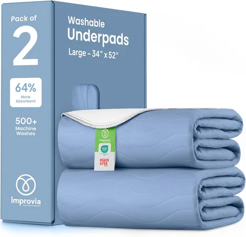 Miniatura 20 de IMPROVIA® Almohadillas lavables, almohadillas reutilizables de gran absorción para incontinencia para niños, adultos, ancianos y mascotas, Azul