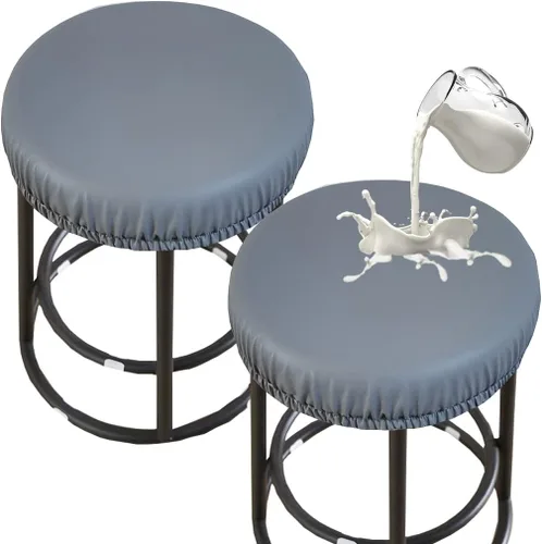Miniatura 10 de Fundas para taburete PU - Fundas lavables y resistentes al agua para asiento redondo con bandas elásticas para sillas de 12-17 pulgadas