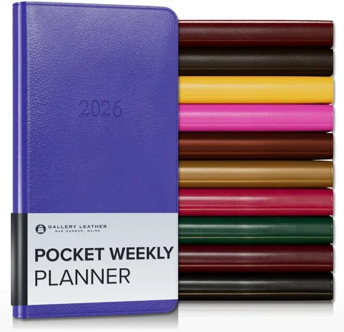 Miniatura 33 de Gallery Leather Agenda semanal y mensual grande 2025-2026, agenda y cuaderno con elegantes bordes de página dorados dorados, 12 meses, cactus Cactus