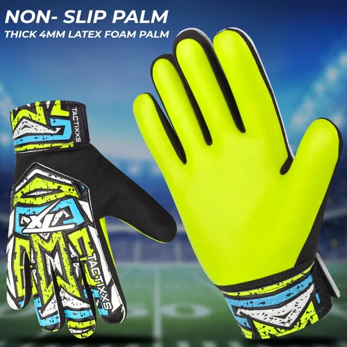 Miniatura 23 de Guantes de portero de fútbol para niños y jóvenes, guantes de portero de fútbol Funky antideslizantes con palma de látex de 0.16 in con agarres Azul