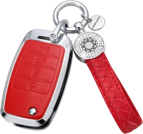 Miniatura 9 de Compatible with Kia Key Fob Cover with Keychain Genuine Leather Crystal Key Protector