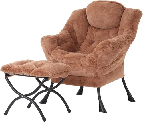 Miniatura 28 de Welnow - Silla perezosa con otomana, moderna silla de descanso con reposabrazos y bolsillo lateral, juego de sillón tapizado de ocio, sillón