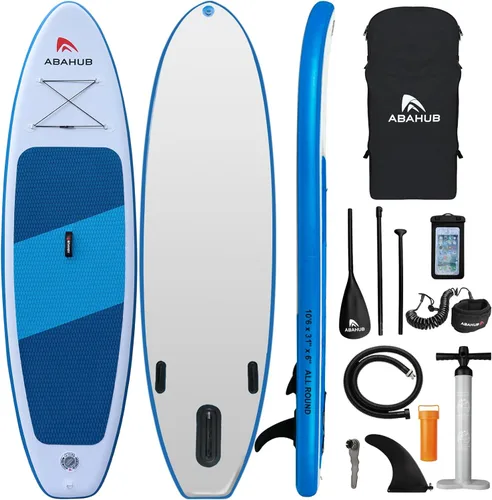 Miniatura 14 de Abahub SUP inflable, ancho 10 pies 6 pulgadas x 31 pulgadas/34 pulgadas iSUP, tabla de remo de pie con remo de kayak de SUP ajustable, para yoga