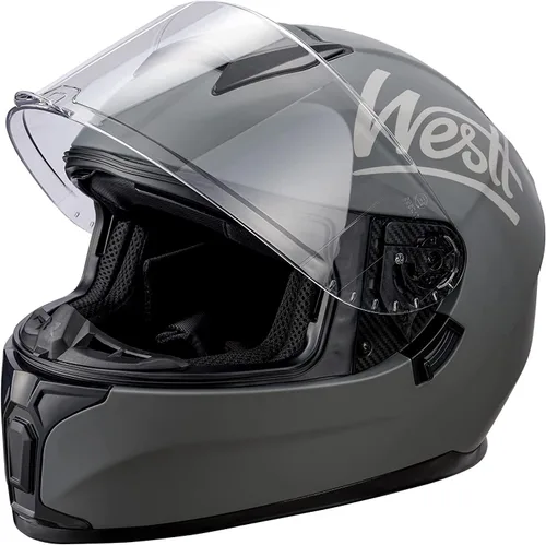 Miniatura 9 de Westt Cascos de Motocicleta Compactos – con Doble Visera, Aprobado por DOT, Casco Integral para Hombres, Mujeres y Adultos, Ligero Storm X Gris