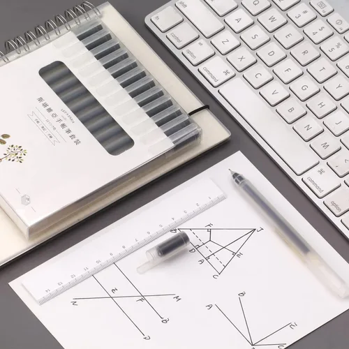 Miniatura 2 de XIZE SH Bolígrafos de gel minimalistas de estilo japonés de 0.5mm punta fina, paquete de 12, bolígrafos de tinta negra para suministros de papelería