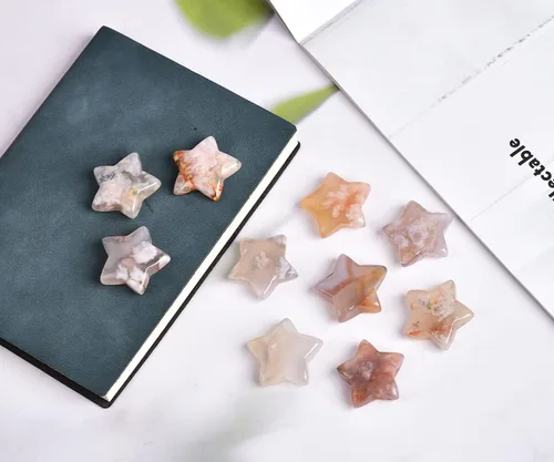 Miniatura 7 de JIC Gem 1.2 "Natural Sakura flor ágata estrella en forma de flor de cerezo ágata piedras de cristal a granel de piedras preciosas de estrella