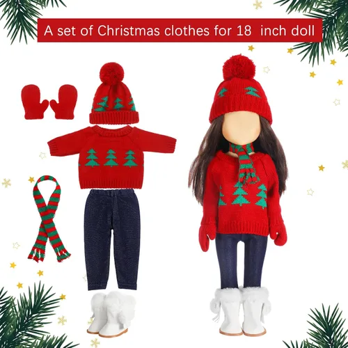 Miniatura 3 de Bencailor Conjunto de 6 piezas de ropa y accesorios de invierno de 18 pulgadas para muñecas de invierno, suéteres, pantalones, sombreros, zapatos
