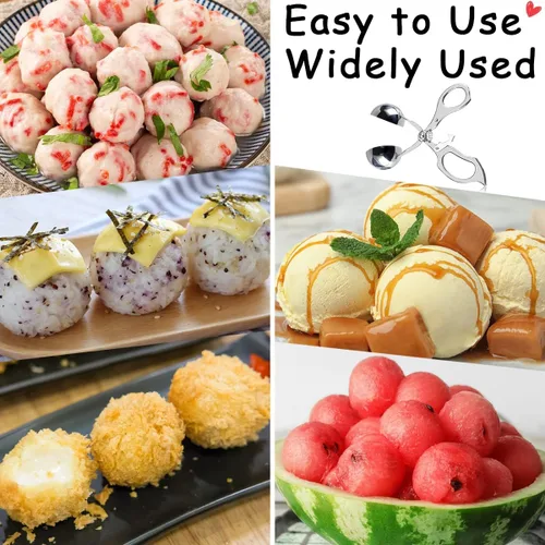 Miniatura 3 de DOERDO - Albóndigas de acero inoxidable para hacer albóndigas, herramienta para hacer albóndigas, para helado, cuchara, frutas, herramientas