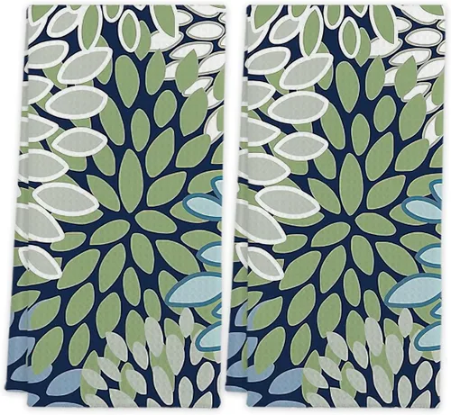 Toallas de cocina de color azul oliva verde oliva floral Cottagecore de 16 x 24 pulgadas, paños de cocina modernos de algodón, paños de cocina, saco