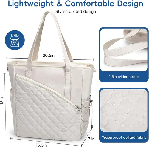 Miniatura 7 de Bolsa de pickleball para mujer con gancho para cerca, bolsa acolchada de pickleball con capacidad para 3-4 paletas con compartimento para zapatos
