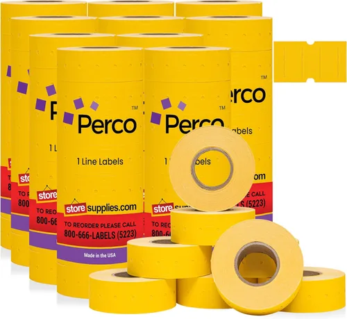 Miniatura 8 de Etiquetas azules Perco de 1 línea - 8 rollos, 1 funda, 8,000 etiquetas en blanco para pistolas de precio y fecha de 1 línea Perco - Fabricadas