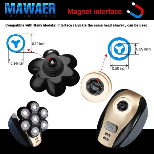 Miniatura 2 de Interfaz magnética universal de 7 cuchillas para afeitadora de cabeza de repuesto para máquina de afeitar serie Freedom, cabezales de repuesto