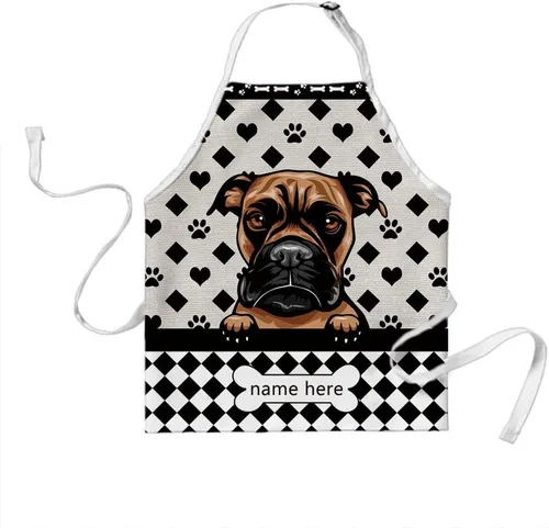 Miniatura 27 de Delantal lindo de lunares de perro personalizado Peeking Dog Boxer, Boxer-2