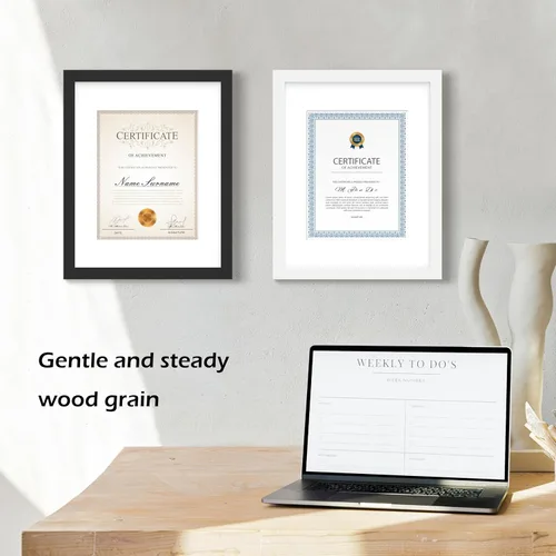 Miniatura 6 de FrameWorks - Paquete de 2 - Marcos clásicos de madera para documentos y diplomas de 8.5 x 11 pulgadas con vidrio templado - Negro