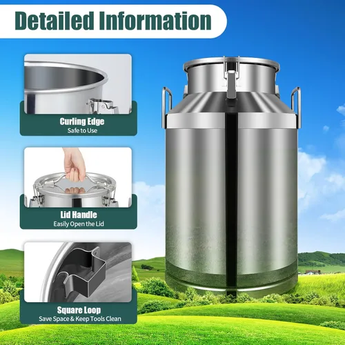 Miniatura 8 de Latas de leche de acero inoxidable de 60L/15.85 galones-Barriles de transporte de leche, cubo de leche, jarra de aceite, barril de vino, barriles